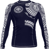 Hardcore Training Ta Moko Navy Blue Rash Guard  Men's