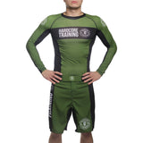 Hardcore Training Recruit Black Green Dark Purple Rash Guard Men's