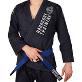 Hardcore Training Denim Gi Brazilian Jiu Jitsu Kimono Men's Navy Blue