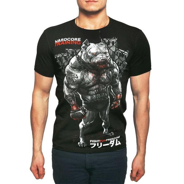 T-shirt PITBULL POWERHOUSE Manches Courtes Blanc - Musculation Gym - Tailles M L XL Neuf